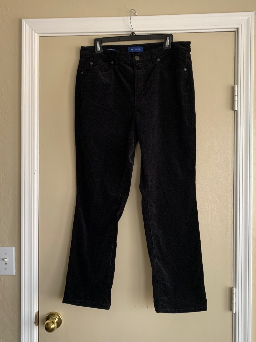 Talbots Black Corduroy Pants High Rise Straight Leg Curvy 12P Casual Career